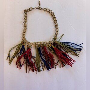 Suede Tassel Necklace red green blue
